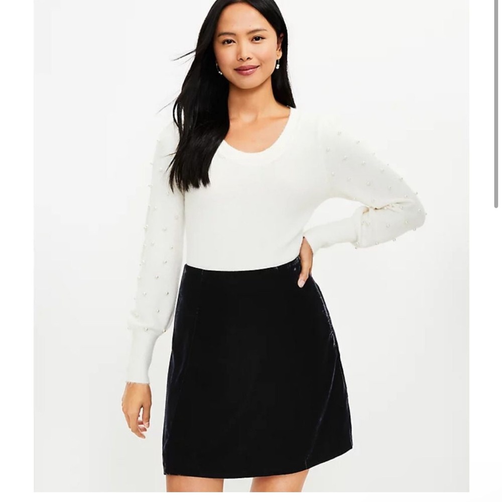 Ann Taylor Black Mini velvet skirt with pockets